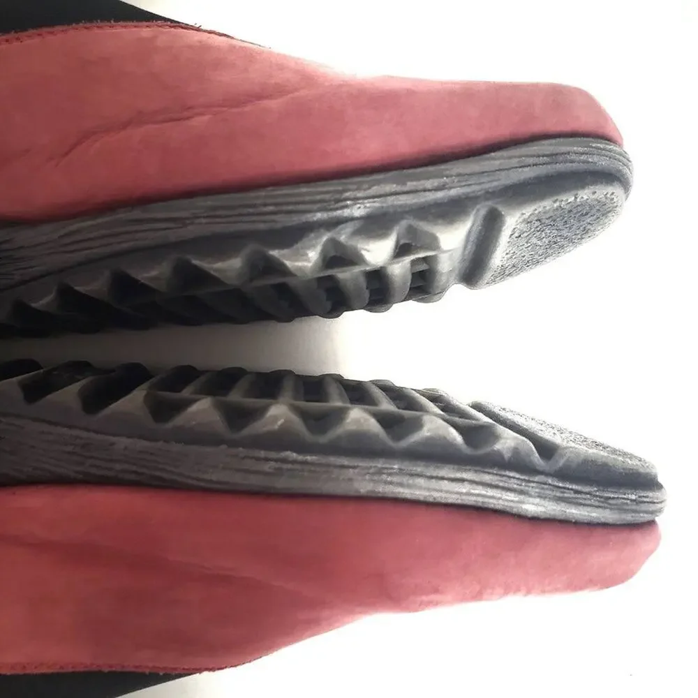 Flexx Stretch Run Wedge Red Shoes Comfort Slip On Nubuck Leather Flats Size 39 8